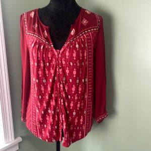 Lucky brand, red peasant, blouse, small